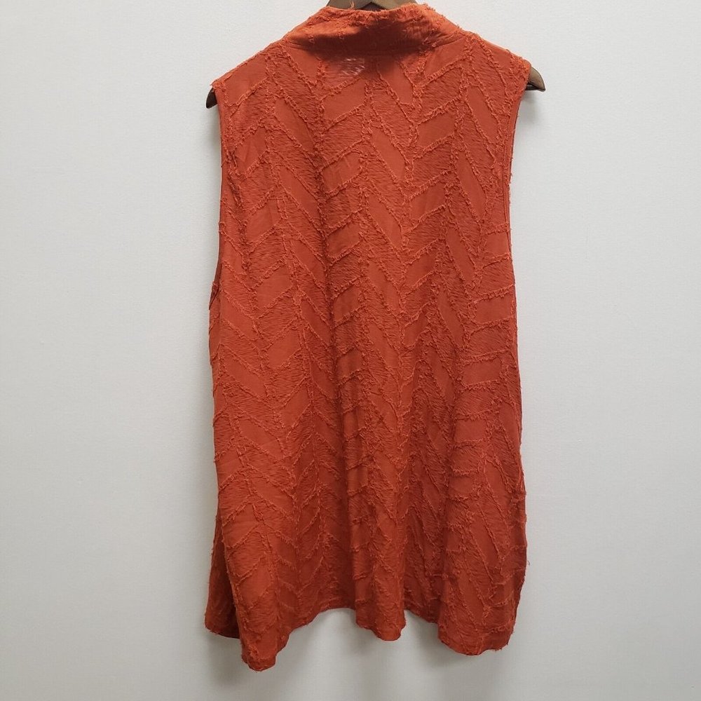 Parsley & Sage Womens Embroidered Sleeveless Cardigan Size 1X Orange Open Front - Picture 2 of 8